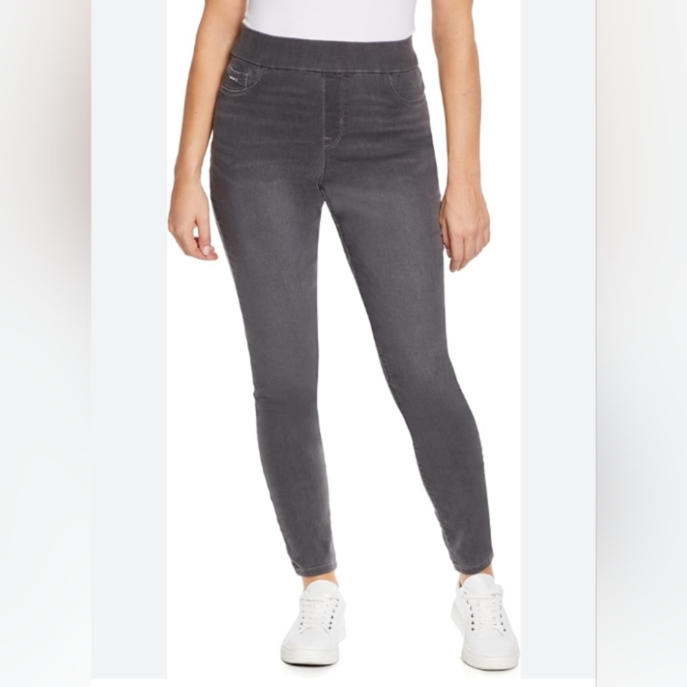 💕 NEW! Nine West Gray Jeggings Pull On Mid Rise Sz 6 - Picture 2 of 6